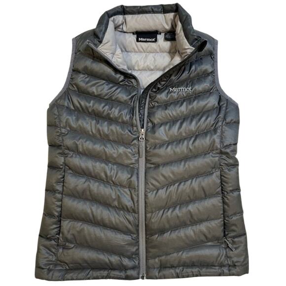 MARMOT Grey Gray 800 Fill Down Puffer Vest Lightweight Quilted Women's Size XS - Picture 1 of 13